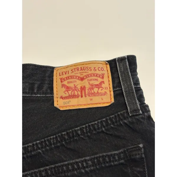 Levi's 501 Original Cut Off Shorts Womens 27 Black Distressed Denim Raw Hem - Image 3