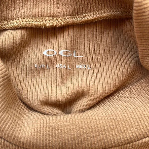 OGL Sleeveless High Neck Corset Detail Crop Top Camel Size Large - Image 3