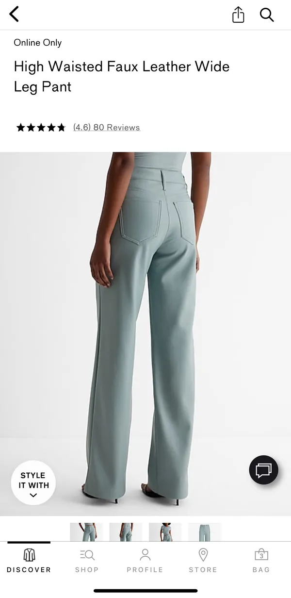 Express Blue Faux Leather Pants - Image 2