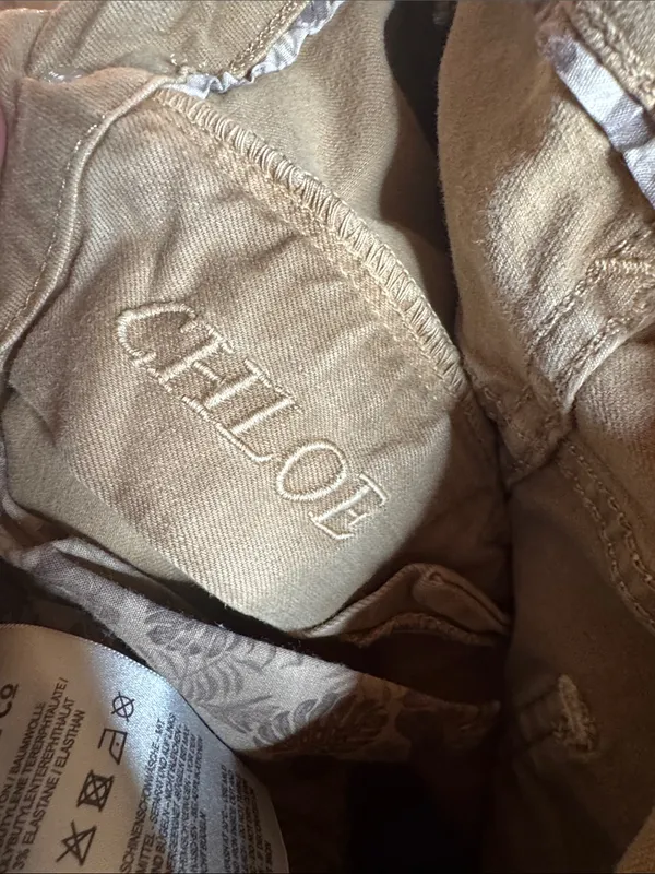 Blue Fire Co Chloe Skinny Ankle Jeans Beige Sand Storm Zip Hem Size 28 - Image 12