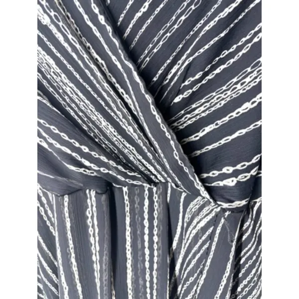 DKNY Women's Chain Print Wrap Front Dress Black White Size 16 - Image 5