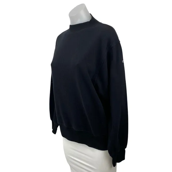 Alo Yoga Hazy Black Fleece Mock Neck Long Sleeve Sweater Sweatshirt Top Size XS - Image 2