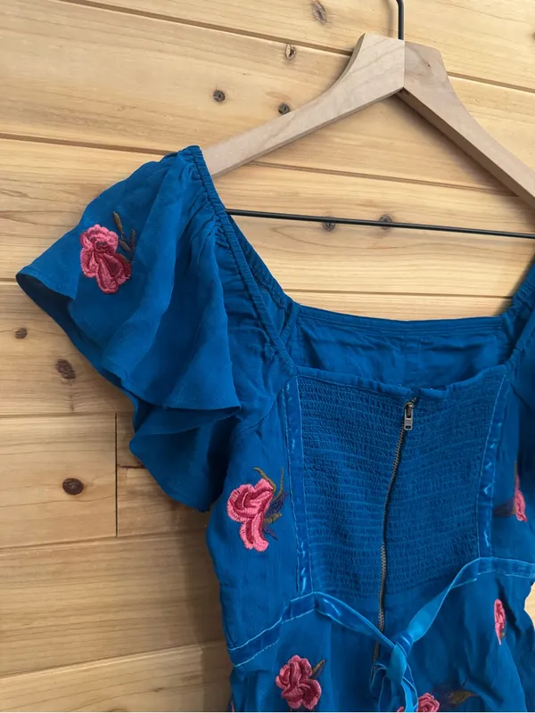 Moulinette Soeurs Anthropologie Size 2 Embroidered Floral Crop Top - Image 6