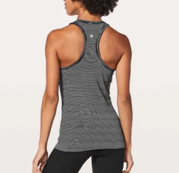 Lululemon Swiftly Tech Racerback Tank Top Size 4 Black Striped Athletic Gym Yoga - Image 2