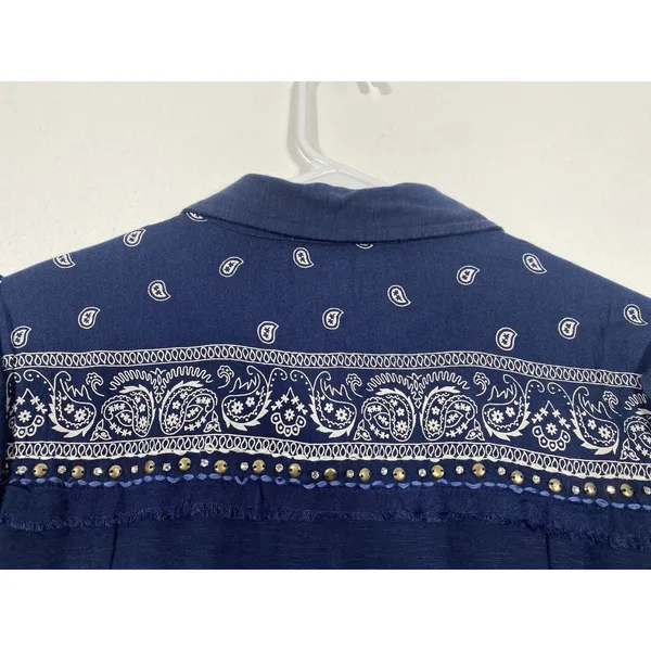 Idyllwind Navy Embellished Top size XS Cowgirl core rodeo style edgy western - Image 9