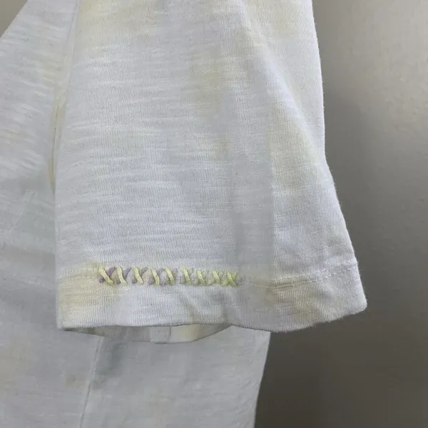 Loveshackfancy White Yellow Speckled Tshirt Women’s Sz XS Cotton Top *Flaw - Image 5