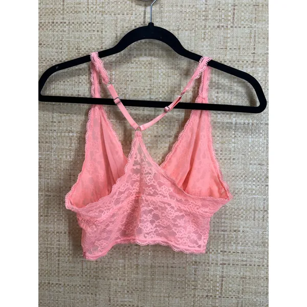 Victoria's Secret Lace Bralette Womens Medium Pink Racerback Triangle Bra Top - Image 2