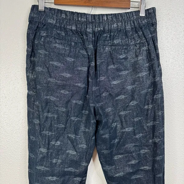 Free People Linen Blend Metallic Navy‎ Ikat Pattern Pants Size Small - Image 4