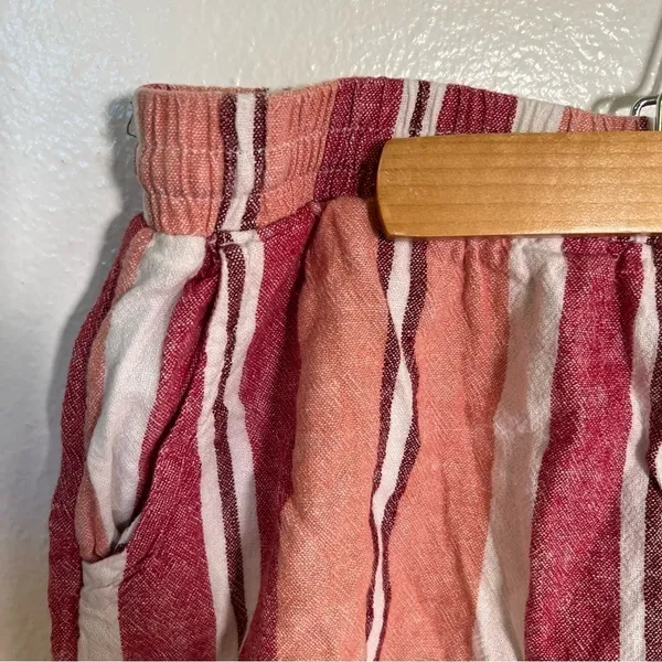 Universal Threads Women's Size Small Shorts White Red Peach Stripes Pockets Linen - Image 6