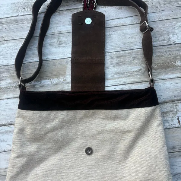 Earthbound Trading Co Purse Afghanistan Inspired Boho Leather Cotton Convertible - Image 7