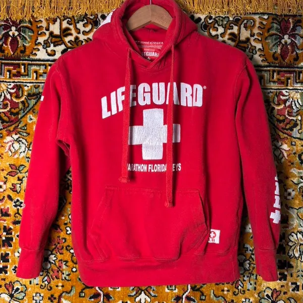 Classic Red Lifeguard Sweatshirt Florida USA Unisex size Medium - Image 2