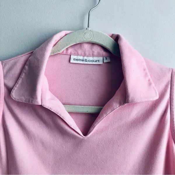 Bette & Court Sleeveless V-Neck Cotton Casual Golf Pink Shirt Women’s Size S - Image 3
