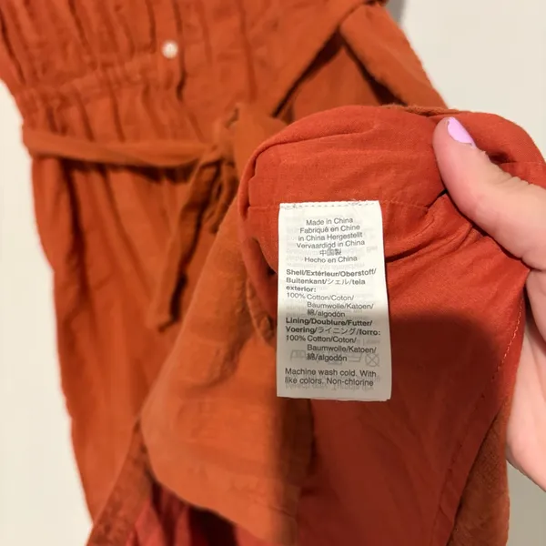 J. Crew Button Up‎ Stripe Short Sleeve Dress Burnt Orange Size Small - Image 5