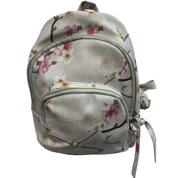 Under One Sky Backpack Women Small Blue Fair Cherry‎ Blossom Floral - Image 4