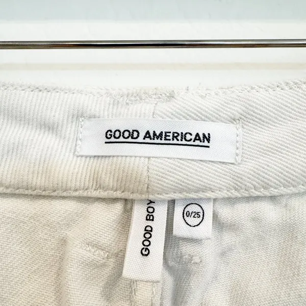 Good American Jeans Size 25‎ White High Rise Straight Leg Split Boy Summer Clean - Image 6