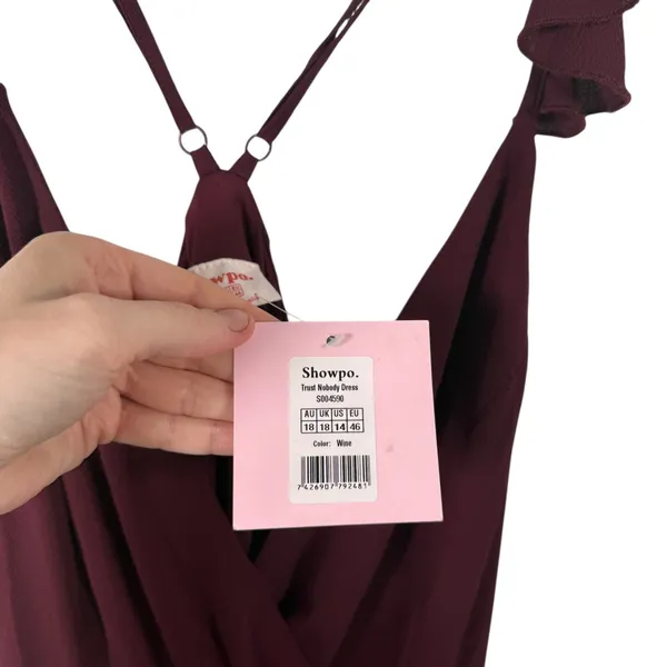 Showpo Trust Nobody Maxi‎ Dress Wine Red Wedding Guest NEW Womens UK 18 US 14 - Image 5