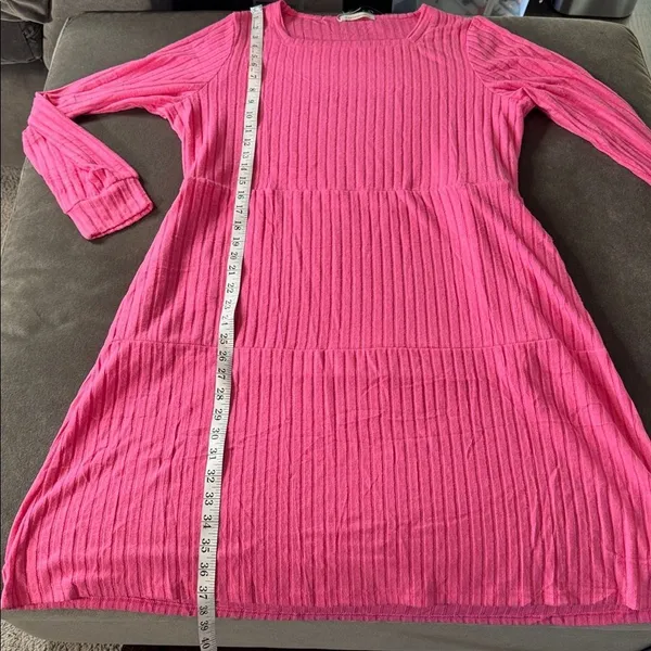 Women’s Fantaslook Pink Square Neck Long Sleeve Babydoll Sweater Dress Size XL - Image 8
