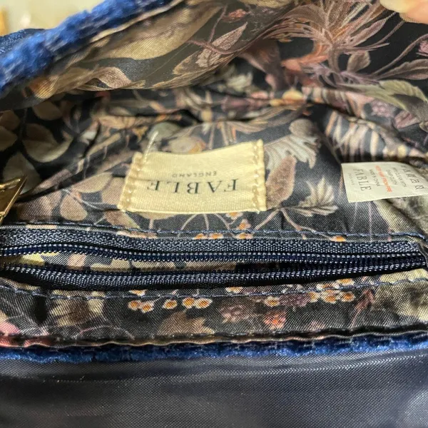 Fable England Navy Velvet Waist Bag Gold Bee Emblem Minimalist‎ Cottagecore Twee - Image 4