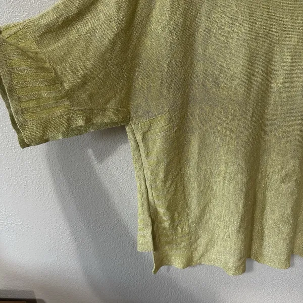 Anthropologie Medium Alica‎ Shimmer Metallic Shirt Yellow Linen Blend Oversized - Image 4