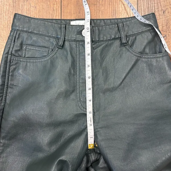Aritzia Wilfred Melina Vegan Leather Pants Women Sz 2 Deep Green High Rise Straight - Image 9
