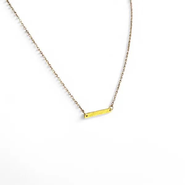 Gorjana Dainty Textured Bar Pendant Necklace 14K Gold Filled 16 Inch - Image 6