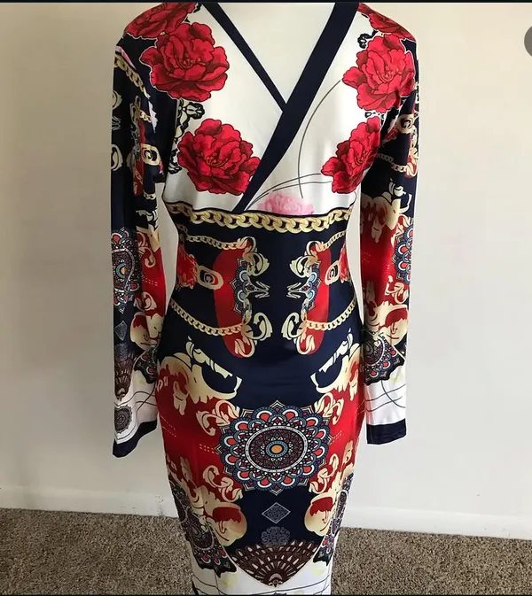Bodycon floral dress Multiple Size L - Image 2