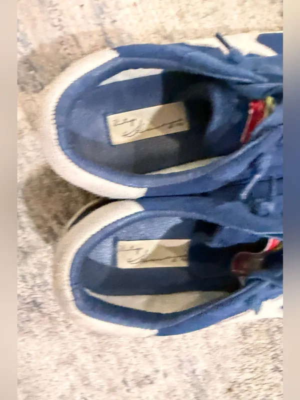 Ladies Vintage Havana Navy Suede Low-Top Sneakers - Image 8