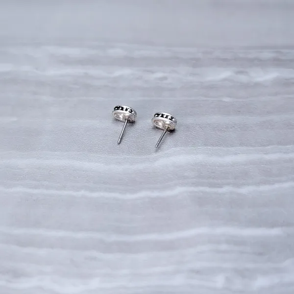 Dark Turquoise Tone & Silver Tone Dainty & Small Stud Earrings - Image 3
