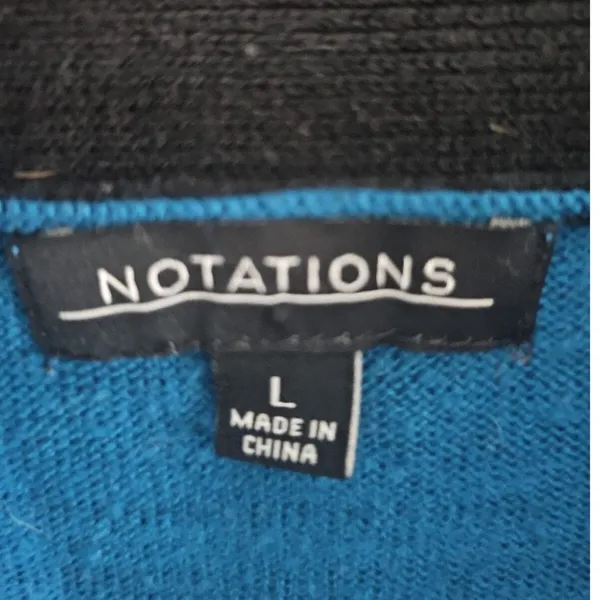 Notations Sweater Sz L Open Front Tunic Cardigan Shawl Collar Striped‎ - Image 3