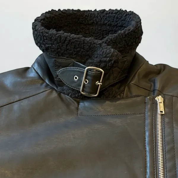 Hollister Women’s Black Faux Leather Motorcycle Jacket Size Small. - Image 2