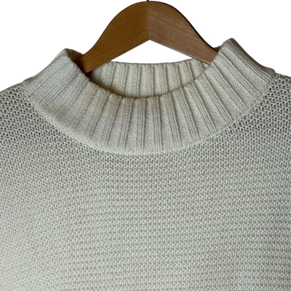 Nasty Gal Sweater Women Small Ivory Waffle Knit Mock Neck‎ Oversize Pullover - Image 3