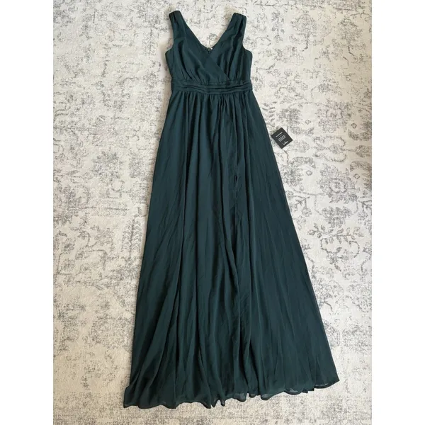 Lulus Thoughts of Hue Emerald Green Surplice Maxi Dress Size XS NWT Bridesmaid - Image 3