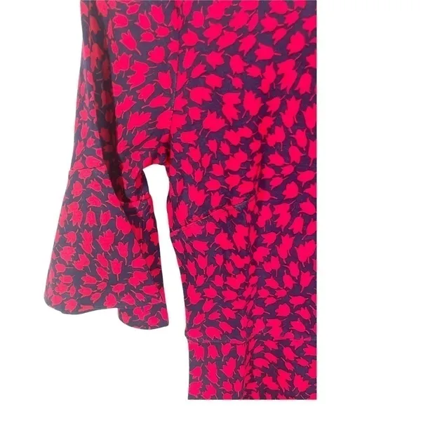 Lark & Ro Red Floral Ruffle Sleeve Fit And Flare‎ Knee Length Dress Sz 0 - Image 4