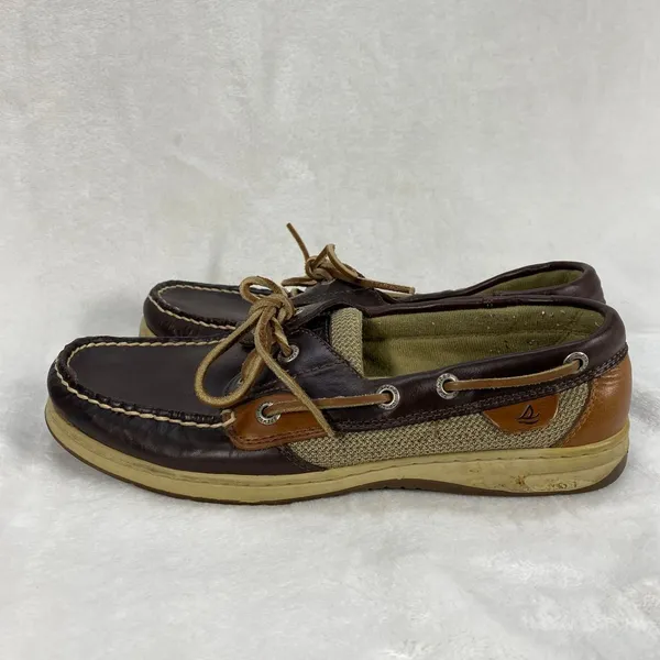 Sperry Top-Sider Leather Boat Shoes Mesh Detail Brown Tan Comfort Loafers‎ 7.5M - Image 6
