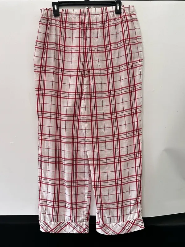 Victoria’s Secret Flannel Pajamas Peppermint Plaid Pink Red Large 2pc Pant Set - Image 10