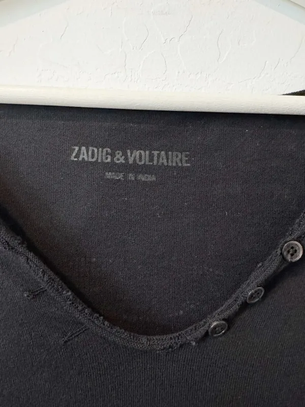 Zadig and Voltaire Tunisien Camo Skull Henley Top Size Small Rock and Roll Edgy - Image 7