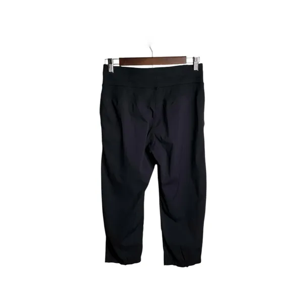 Lululemon High Rise‎ Drawstring Cropped Joggers Size 4 Black - Image 2