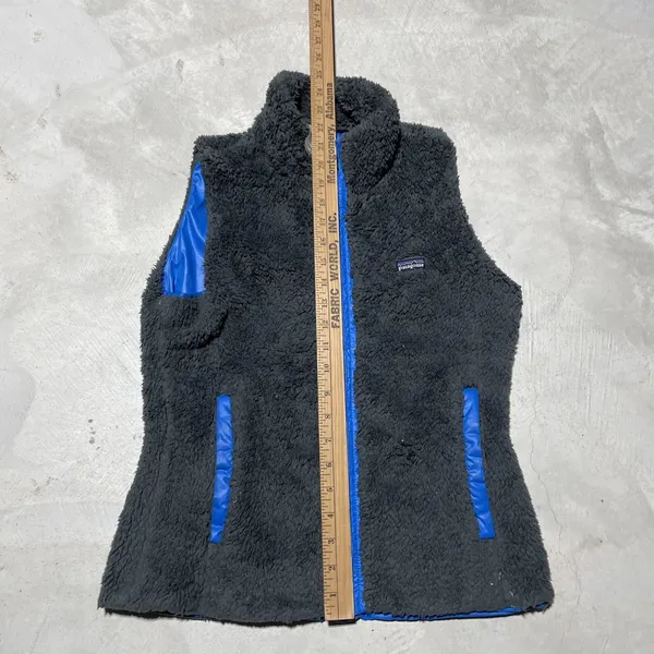 Vtg Patagonia Reversible Fleece Zip Up Sherpa Pile Vest Blue Grey Women's SZ S - Image 5