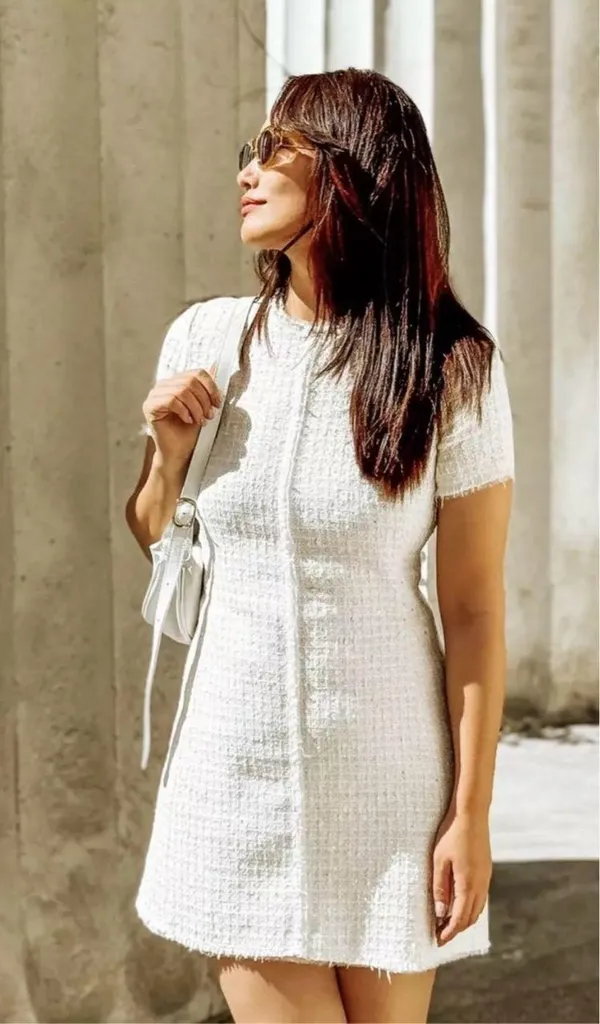 NWT❗️ZARA Elegant White Tweed Short Cutted Dress ZW Collection Mini Ivory Size M - Image 4