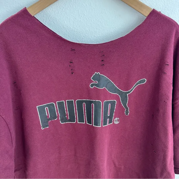 Burgundy Puma Off the Shoulder T-shirt - Image 2