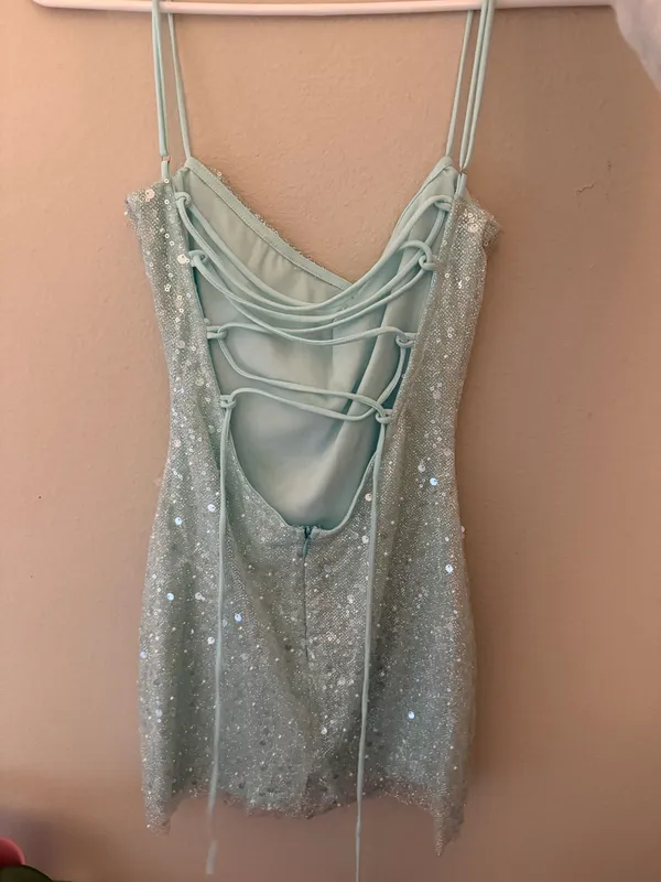 Lucy in the Sky Mini Dress Sequin Blue - Image 4