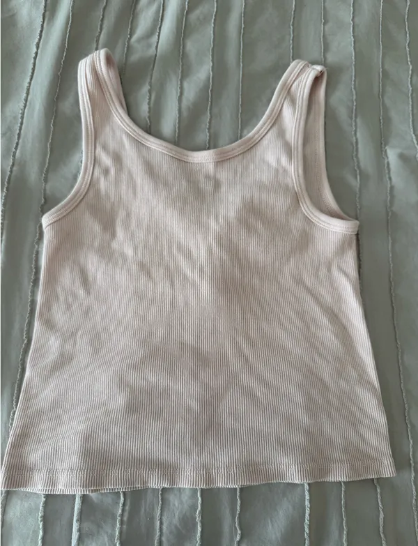 Pink Ribbed Brandy Melville Tank Top - Image 2