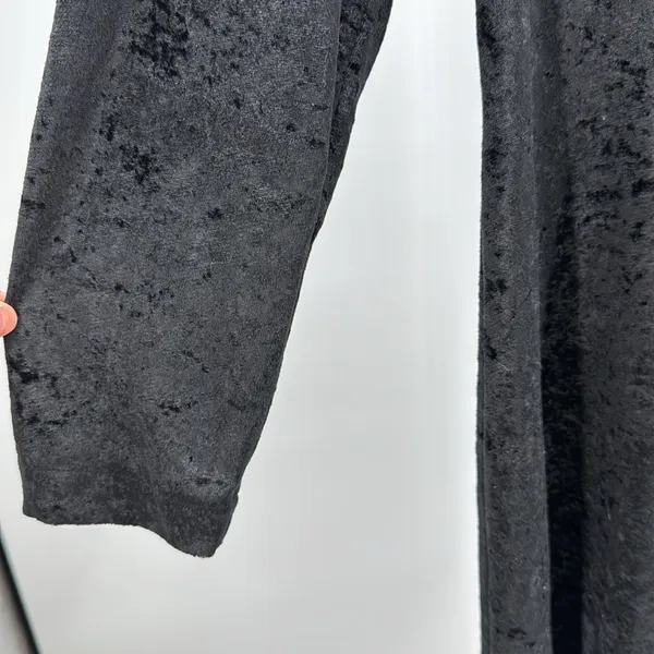 Black vintage crushed velvet Midi Dress long sleeve flowy cross cross back witch - Image 10