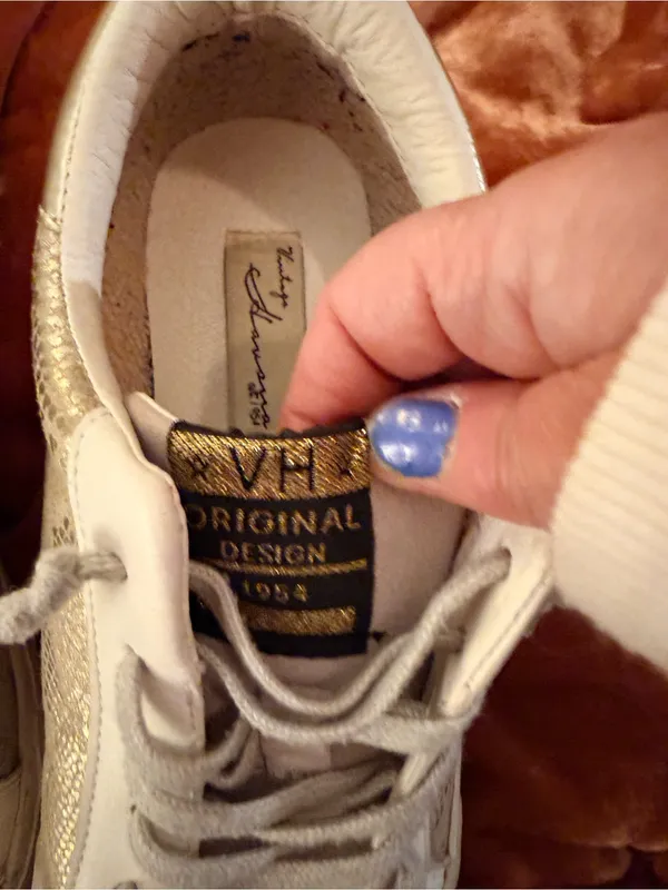 Vintage Havana Kate Gold Snakeskin with Glitter Neutral Lace Up Cssual Sneaker - Image 7