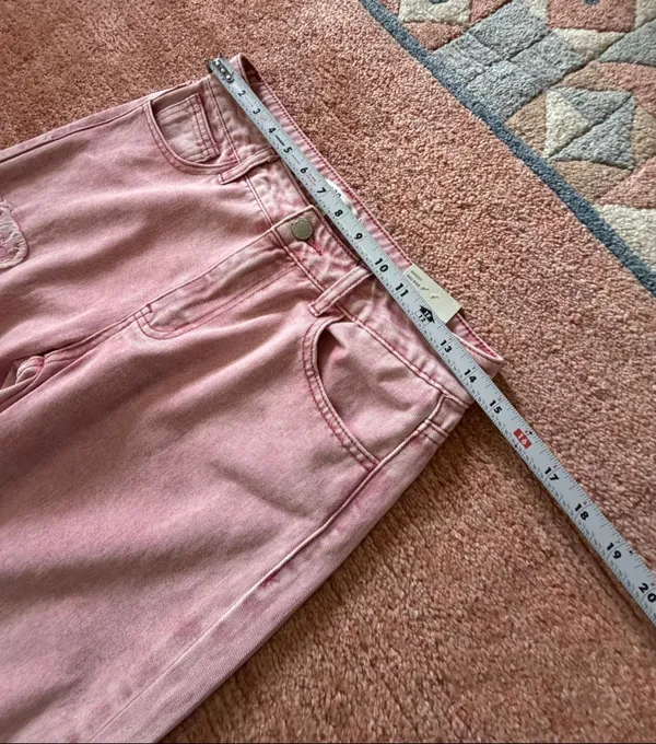 1030 Tenthirty Pink Baggy Wide Leg Jeans XS Butterfly Applique NWT - Image 3
