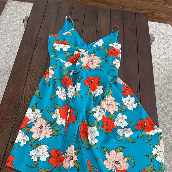 Lulus Teal Floral Wrap Midi Dress Size M - Image 10
