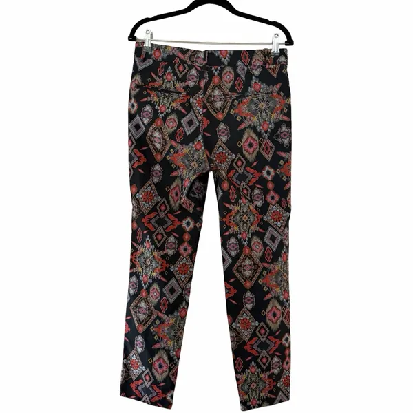 ZARA Mid Rise Black Batik Slim Cotton Bohemian Denim Pants Sz M - Image 3
