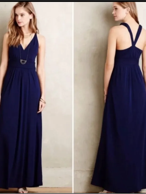 Anthropologie Maeve Navy Blue Yuma Sleeveless‎ Maxi Dress Women's Size 4 - Image 2