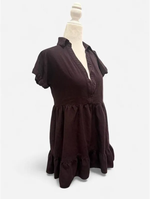 Dark chocolate Brown Babydoll Mini Dress size small - Image 2