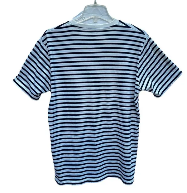 Uniqlo Y2K M Stripes T Shirt Short Sleeve Top Formal Casual Streetwear 100% - Image 2